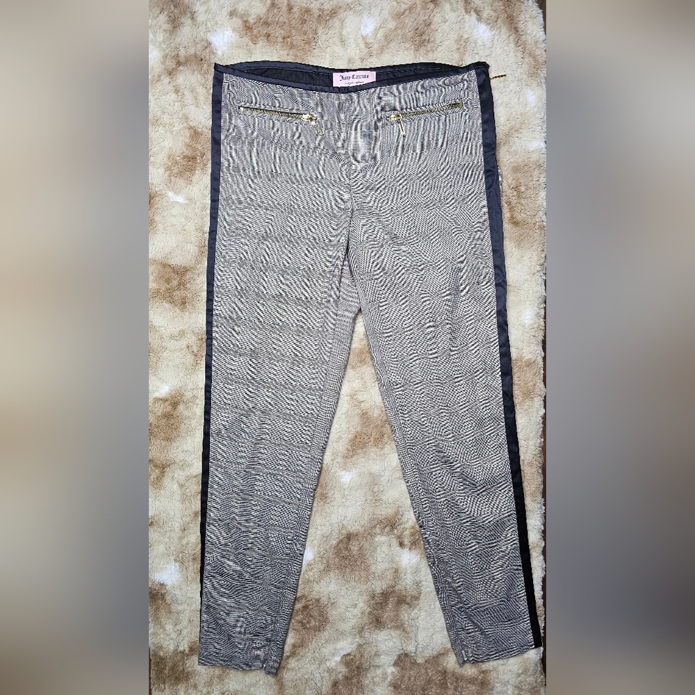 Men's Gray Plaid Pants with Black Stripe